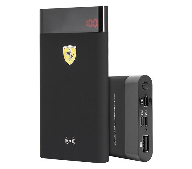 фото Портативный аккумулятор cg mobile ferrari wireless power bank 8000 мач, черный