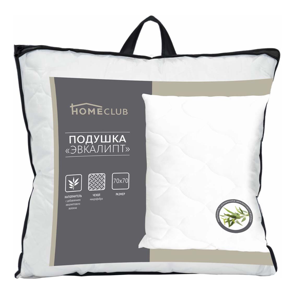 фото Подушка homeclub эвкалипт 70 x 70 см микрофибра белый home club