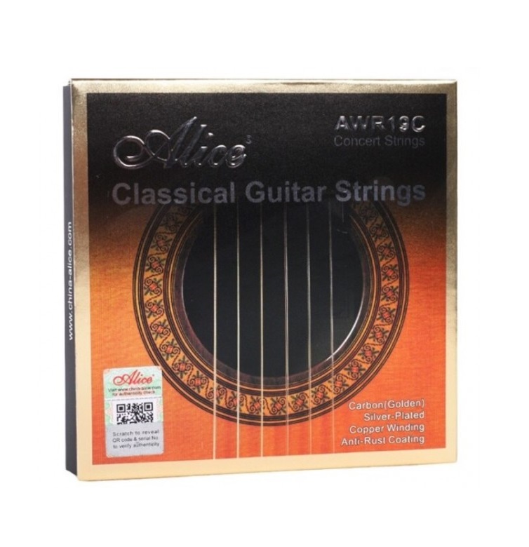 Комплект струн для классической гитары, среднее натяжение, посеребренные, Alice AWR19C-N