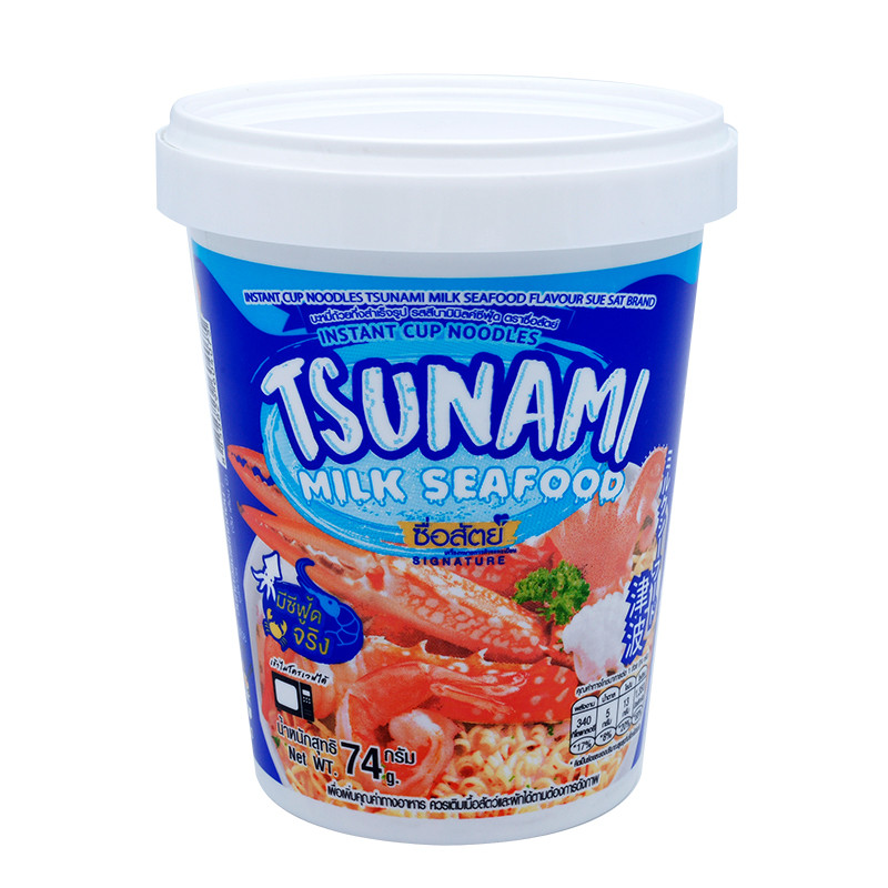 Лапша быстрого приготовления Sue Sat Tsunami со вкусом морепродуктов, 74 г Таиланд