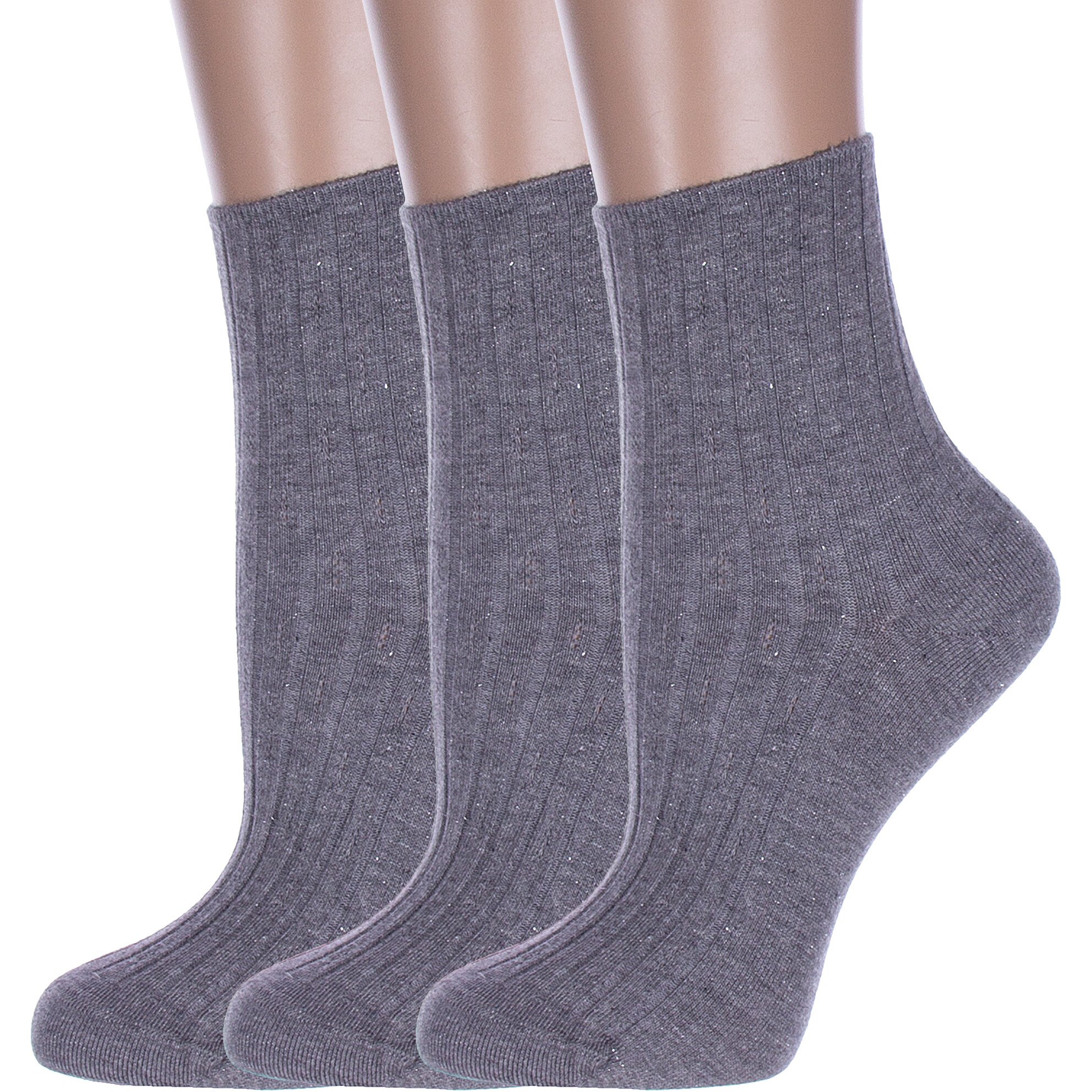 Комплект носков женских Rusocks 3-Ж3-13041 серых 23-25, 3 пары