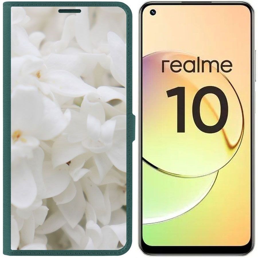 Чехол-книжка Eco Book для Realme 10 4G Белые лилии