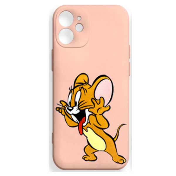 фото Чехол для iphone 12 mini silicone с принтом "jerry", розовый nobrand