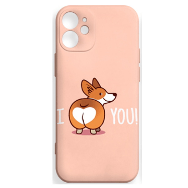 фото Чехол для iphone 12 mini silicone с принтом "dog", розовый nobrand