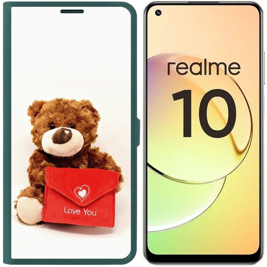 Чехол-книжка Eco Book для Realme 10 4G Медвежонок тебя любит