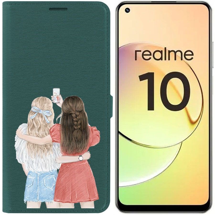 

Чехол-книжка Eco Book для Realme 10 4G Лучшие подруги, Зеленый