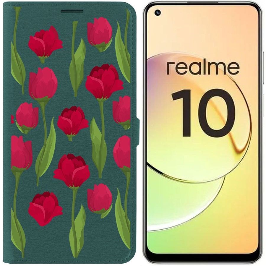 Чехол-книжка Eco Book для Realme 10 4G Розы паттерн