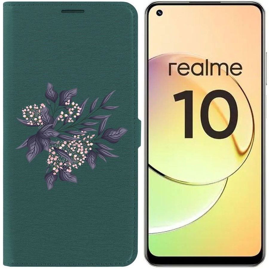

Чехол-книжка Eco Book для Realme 10 4G Розовые бутоны, Зеленый