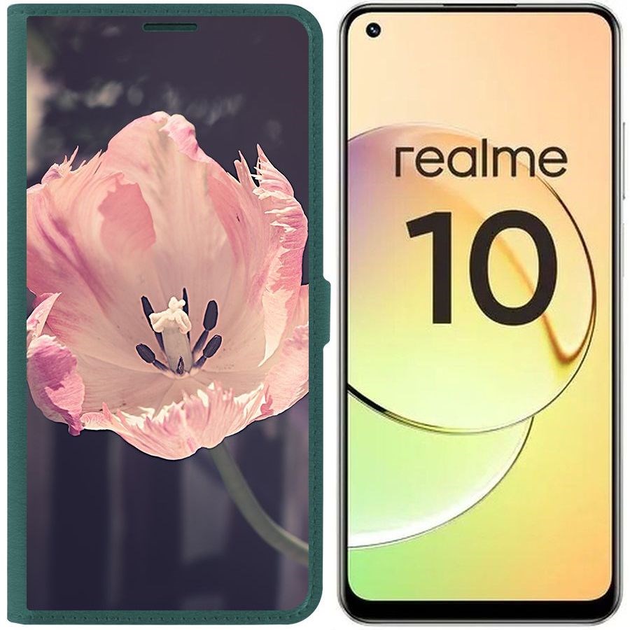 

Чехол-книжка Eco Book для Realme 10 4G Тюльпан, Зеленый