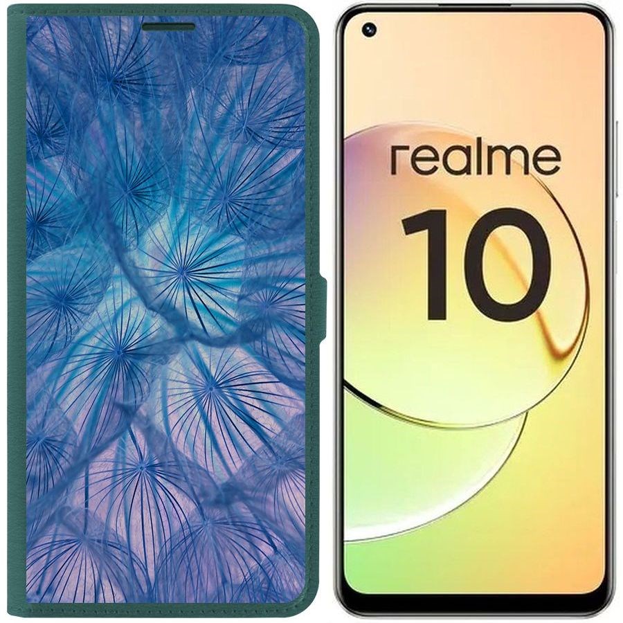 

Чехол-книжка Eco Book для Realme 10 4G Синий одуванчик, Зеленый