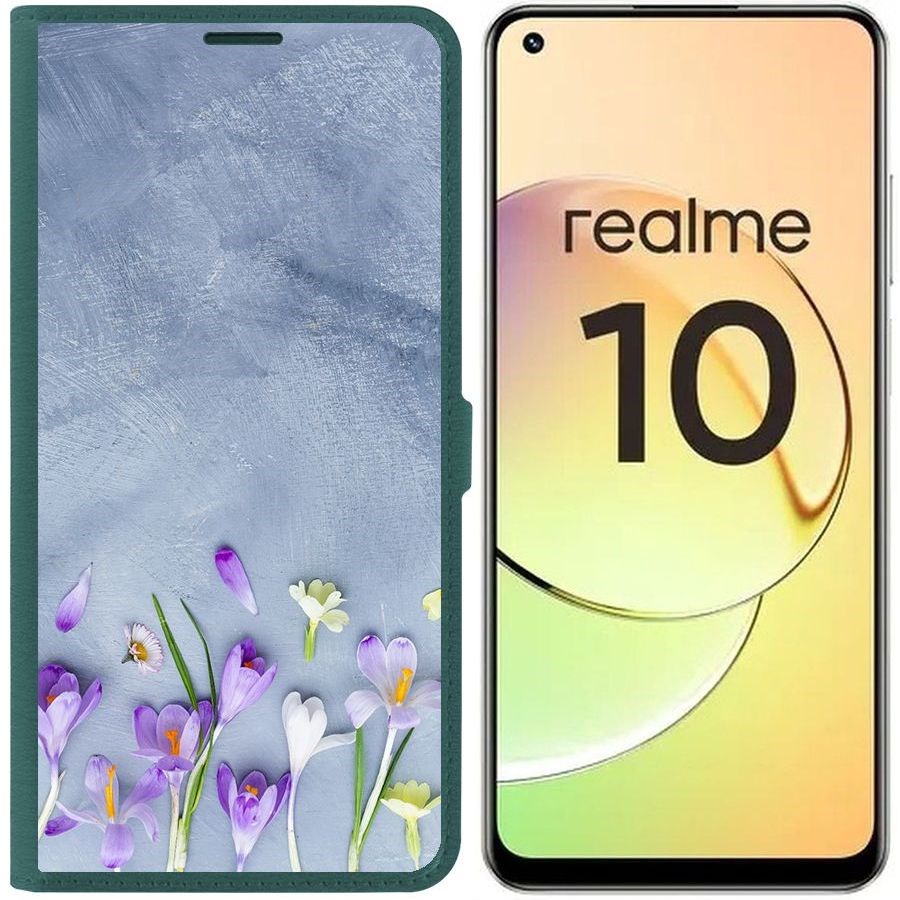 

Чехол-книжка Eco Book для Realme 10 4G Цветочное настроение, Зеленый