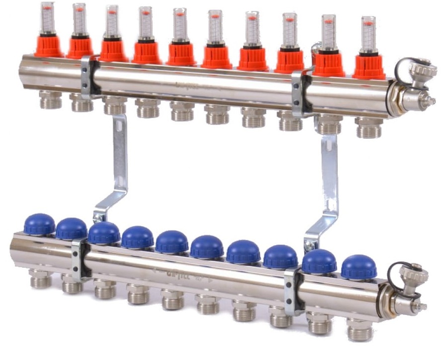 фото Для отопления uni-fitt 1" х10 вых 3/4" с расходомерами и вентилями 440e4310
