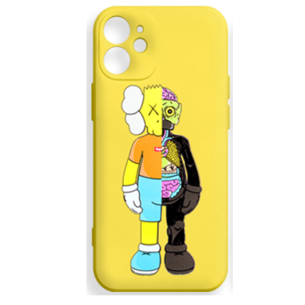 

Чехол для iPhone 12 Mini Silicone с принтом " Kaws", желтый, Чехол iPhone 12 Mini Silicone с принтом " Kaws", желтый