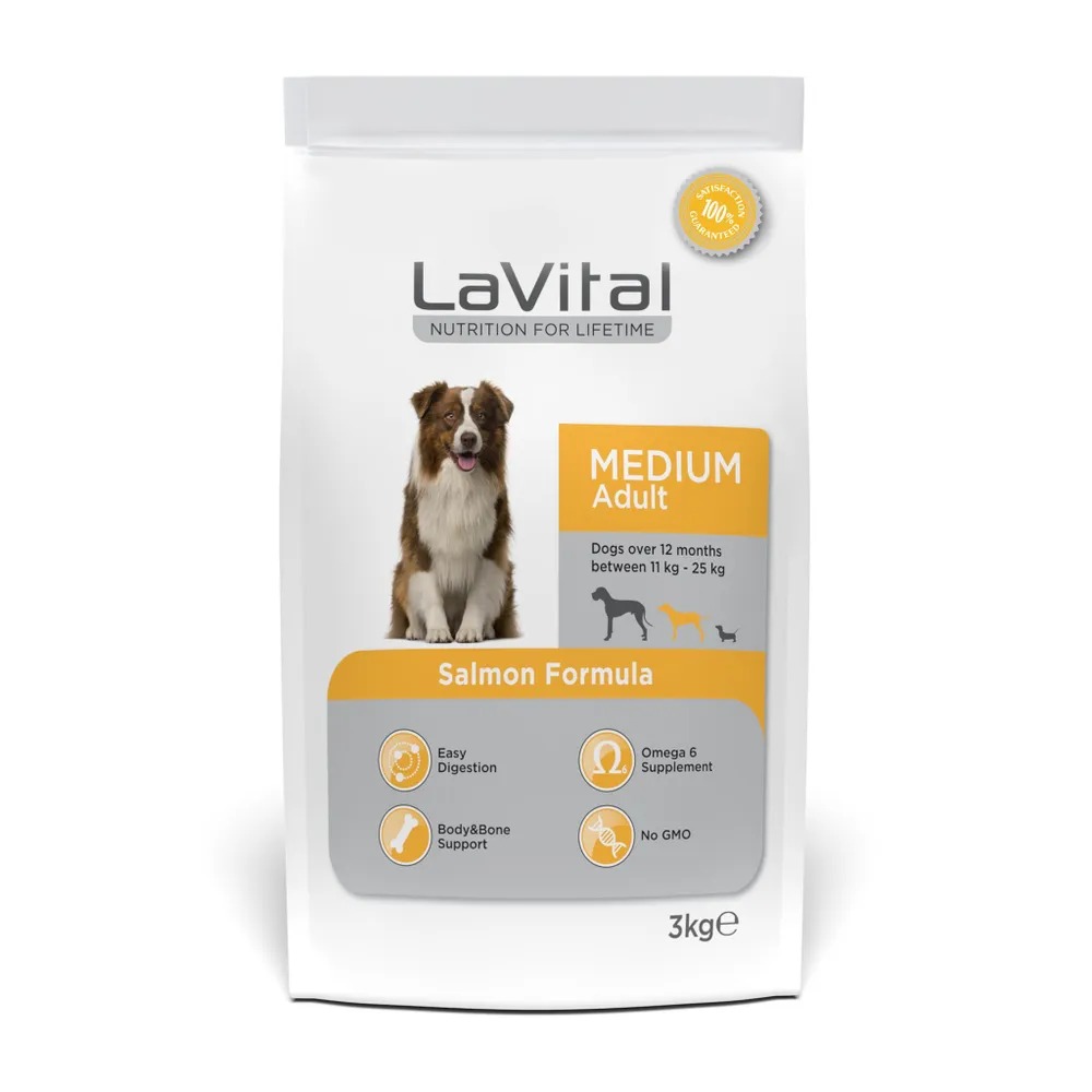 

Lavital Medium Adult Dog Salmon 3 кг сухой корм для собак средних пород с лососем 1х4