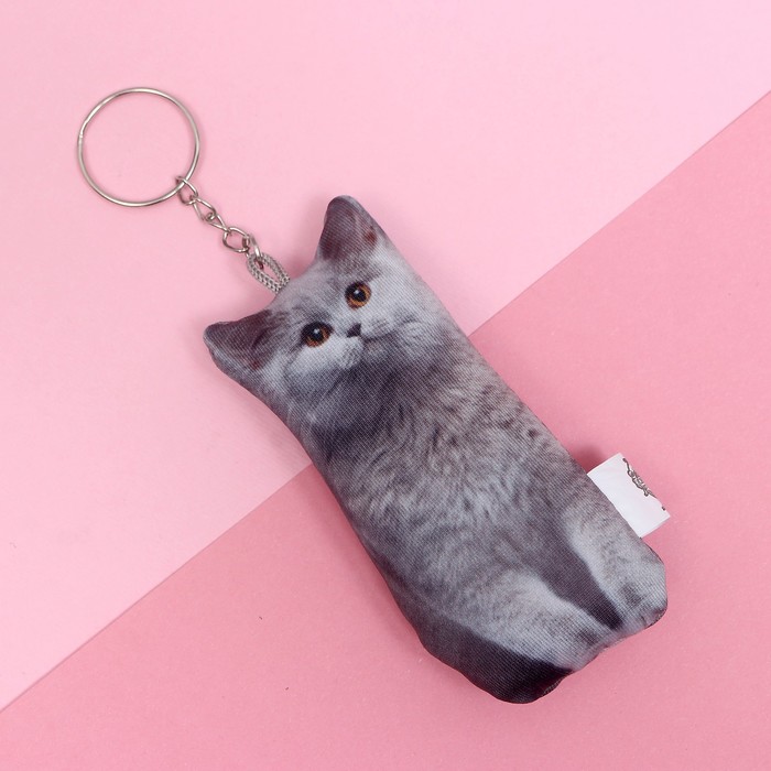 

Брелок унисекс NoBrand Котик, серый, Котик