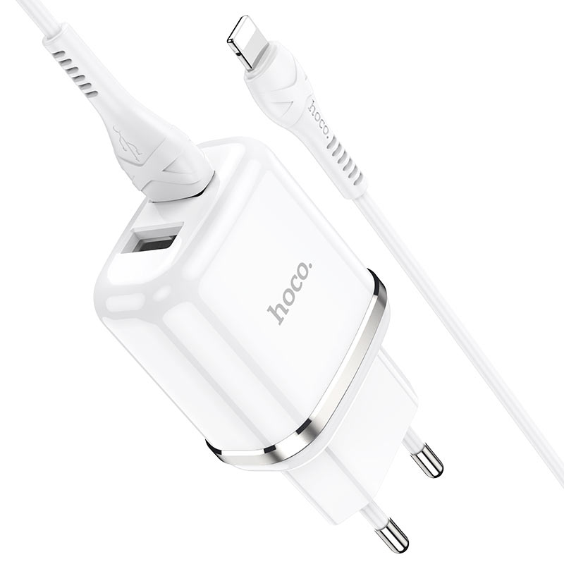 

Зарядное устройство HOCO N4 Aspiring 2*USB + Кабель USB-Lightning, 2.4A, белый