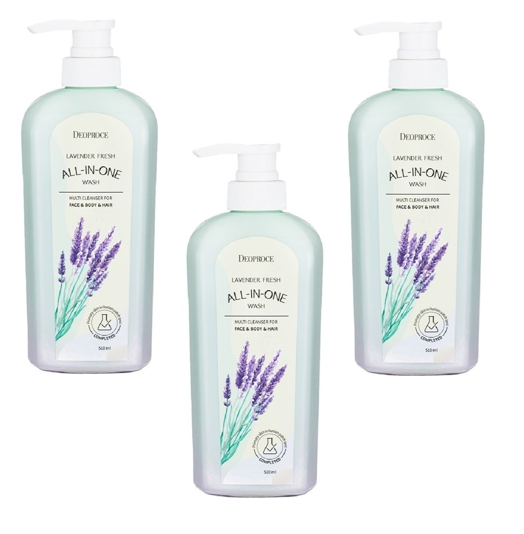 Гель для душа Deoproce с лавандой Lavender Fresh All In One Wash 510 мл 3 шт