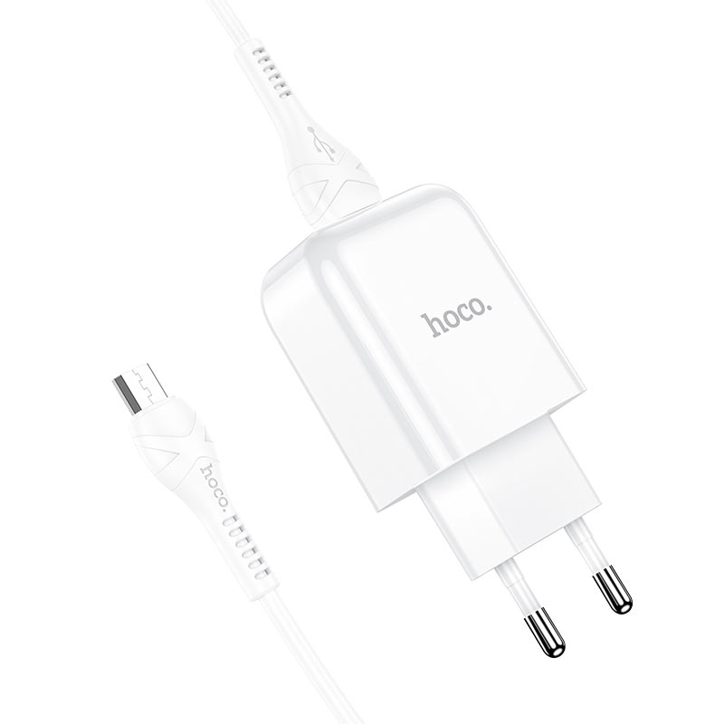 

Зарядное устройство HOCO N2 Vigour single USB + Кабель USB-Micro, 2A, белый