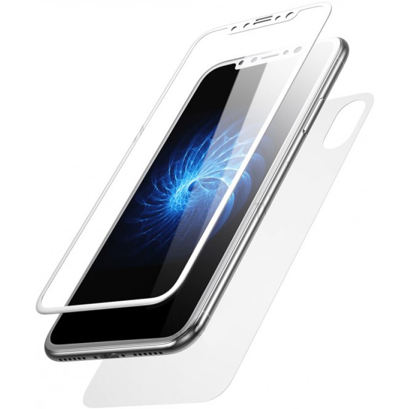 

Защитное стекло + пленка iPhone X Cristal shield 5D Full Hoco Silver white