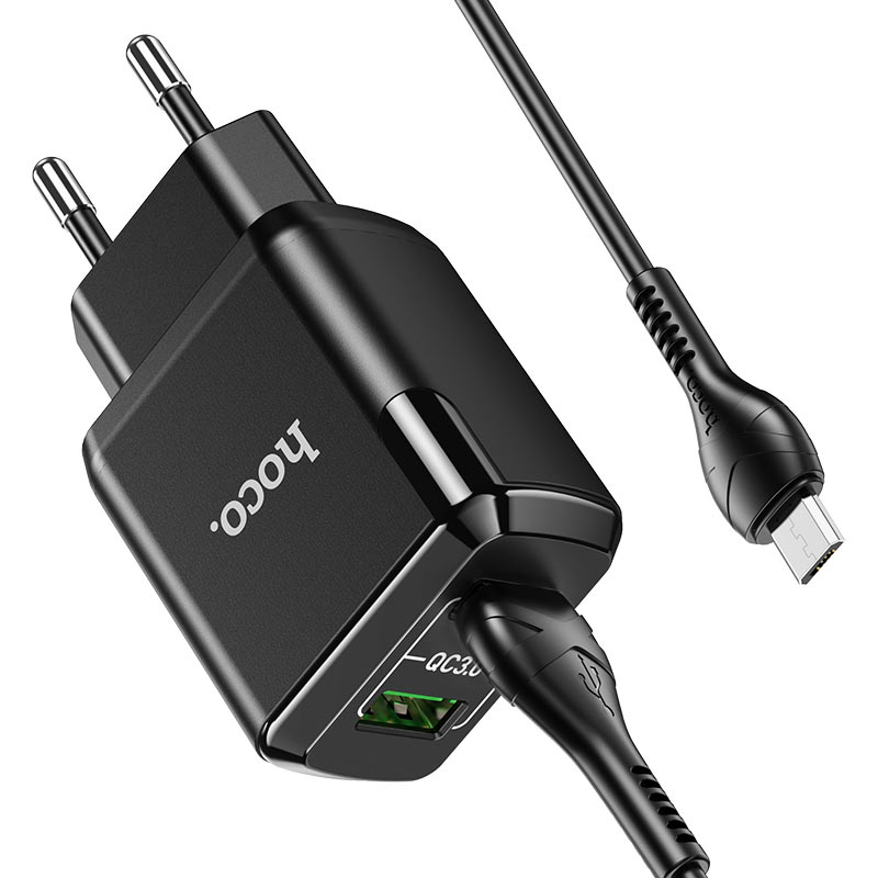 

Зарядное устройство HOCO N6 Charmer 2*USB + Кабель USB-Micro, 3A, черный