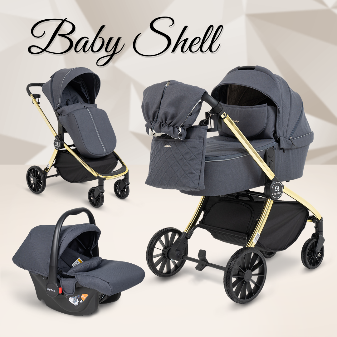 Коляска Модульная 3 В 1 Farfello Baby Shell С Рождения До 3 Лет Цвет Серый Bbs-008 чехол borasco shell case для xiaomi redmi note 9t зеленый опал