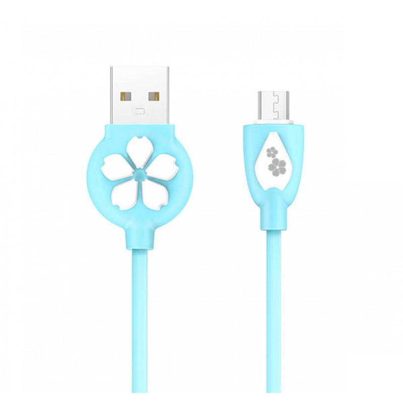 фото Дата-кабель hoco jp15 sakura usb - micro usb tpe, 2.4a 1.2 м, sky blue