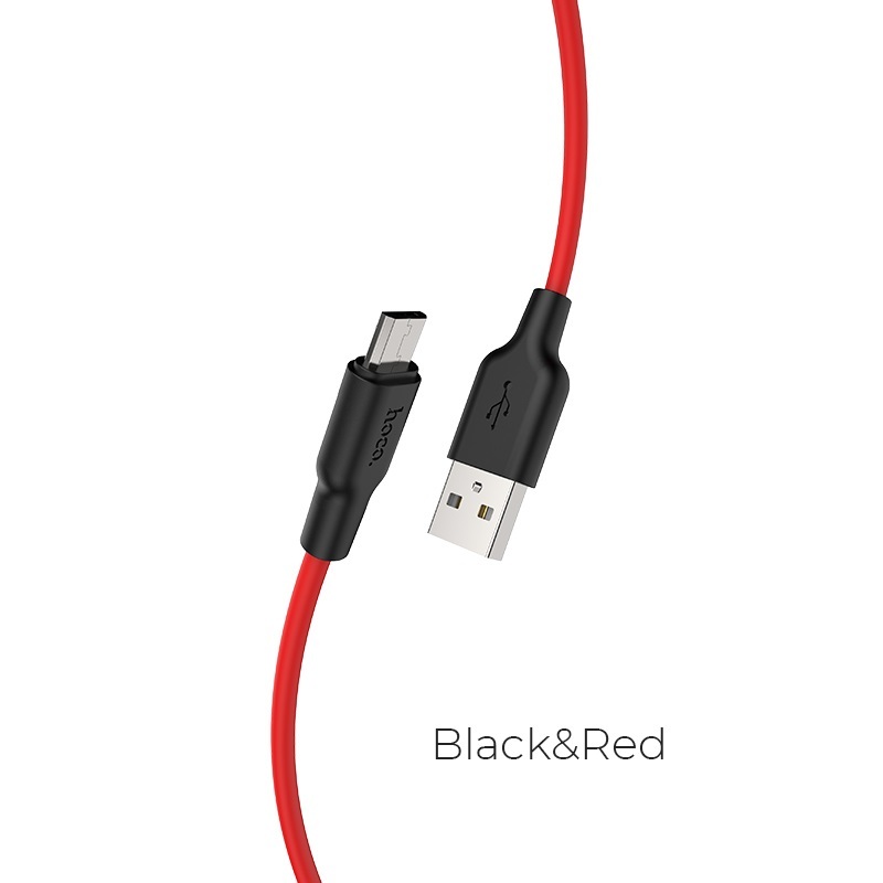 фото Кабель usb hoco x21 plus, usb - microusb, 2.4а, 2 м, черный+красный