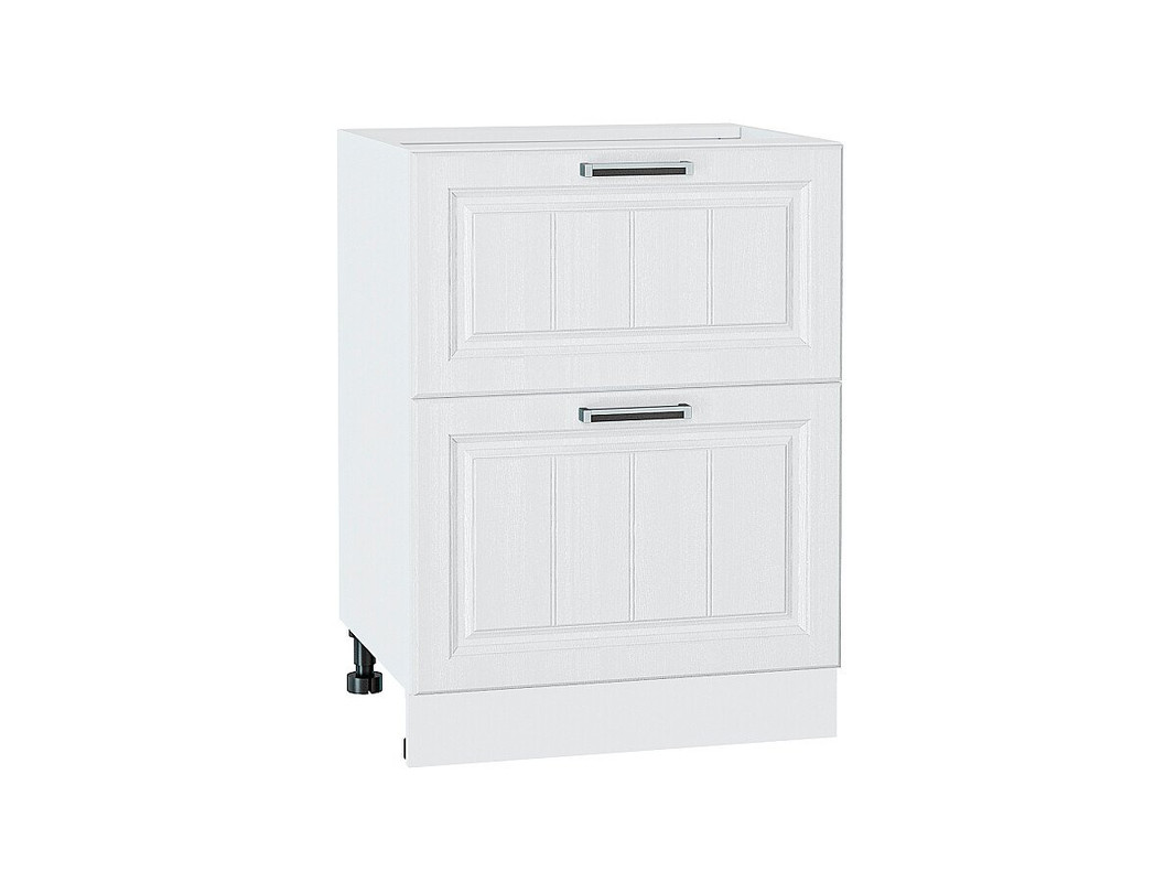 

Напольный шкаф 602 с 2-мя ящиками МС Прага Сурская мебель МДФ цвет Белый/Белое дерево Ф42, Прага