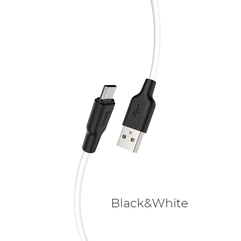 фото Кабель usb hoco x21 plus, usb - microusb, 2.4а, 2 м, черный+белый