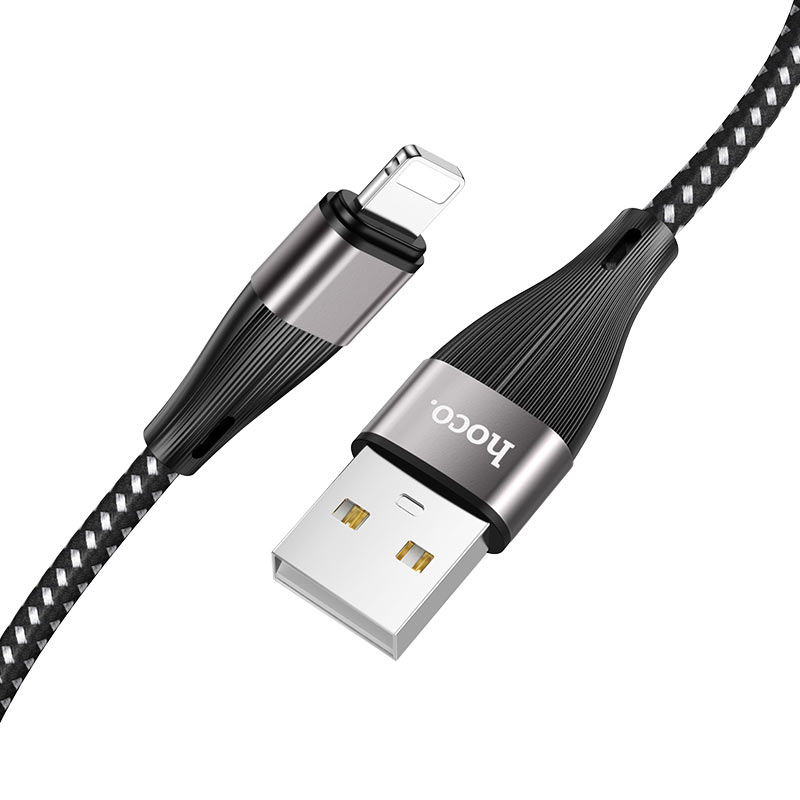 

Дата-кабель Hoco X57 USB - Lightning 8-pin нейлон, 2.4A, 1 м, Black