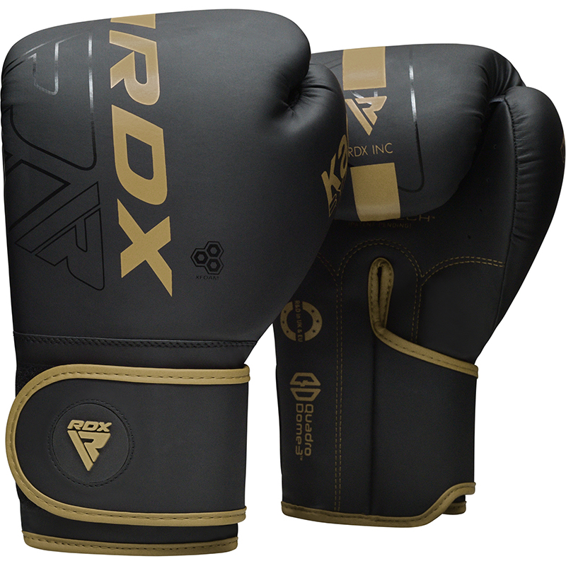 

Перчатки тренировочные RDX F6 12 золот. мат., Черный;золотистый, F6