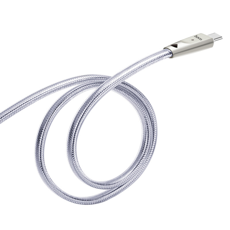 

Дата-кабель Hoco U9 USB - Type-C нейлон, 2.4A 1.2 м, Silver