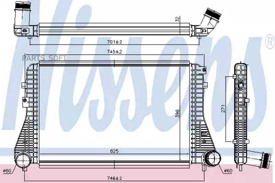 NISSENS Интеркулер VOLKSWAGEN TOURAN (1T1 1T2) (03-) 1.4 TSI