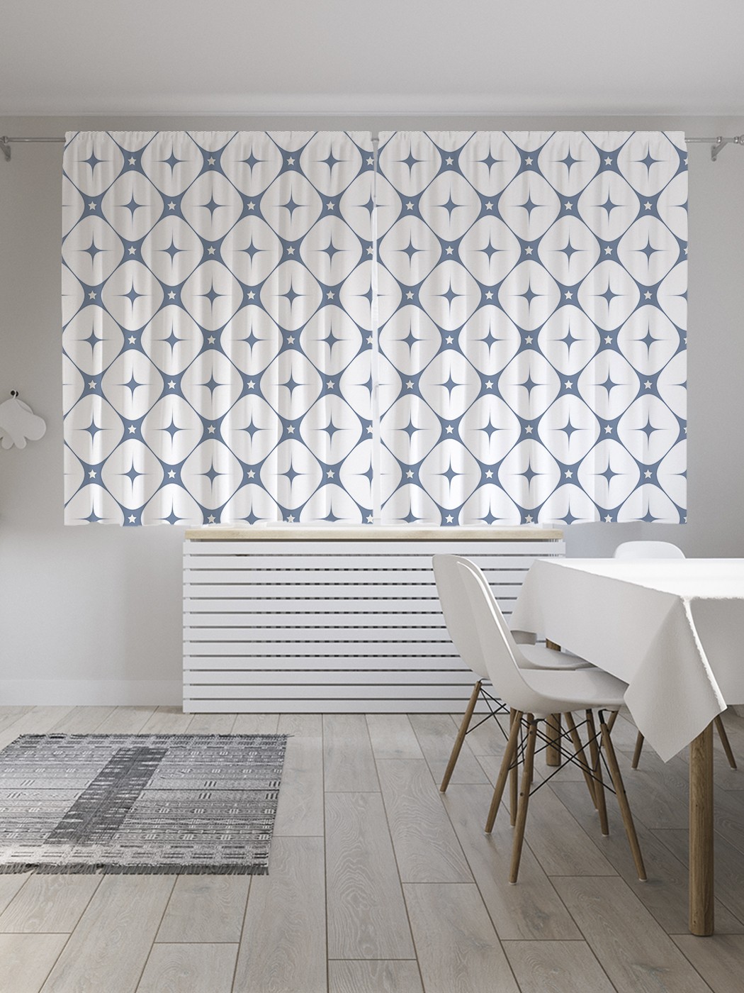 фото Шторы joyarty с фотопечатью "геометрические звезды" из сатена, 290х180 см