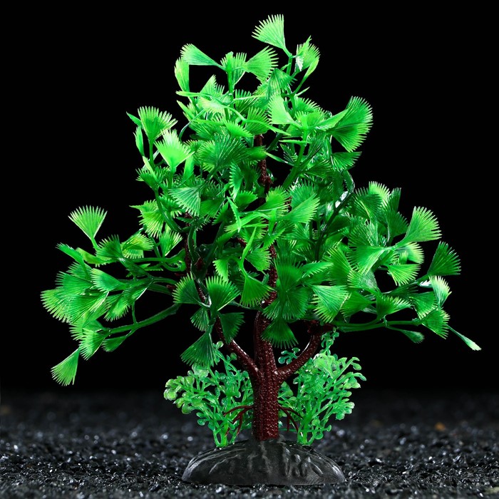 Искусственное растение для аквариума и террариума Пижон Аква зелёное 15 см 2 шт