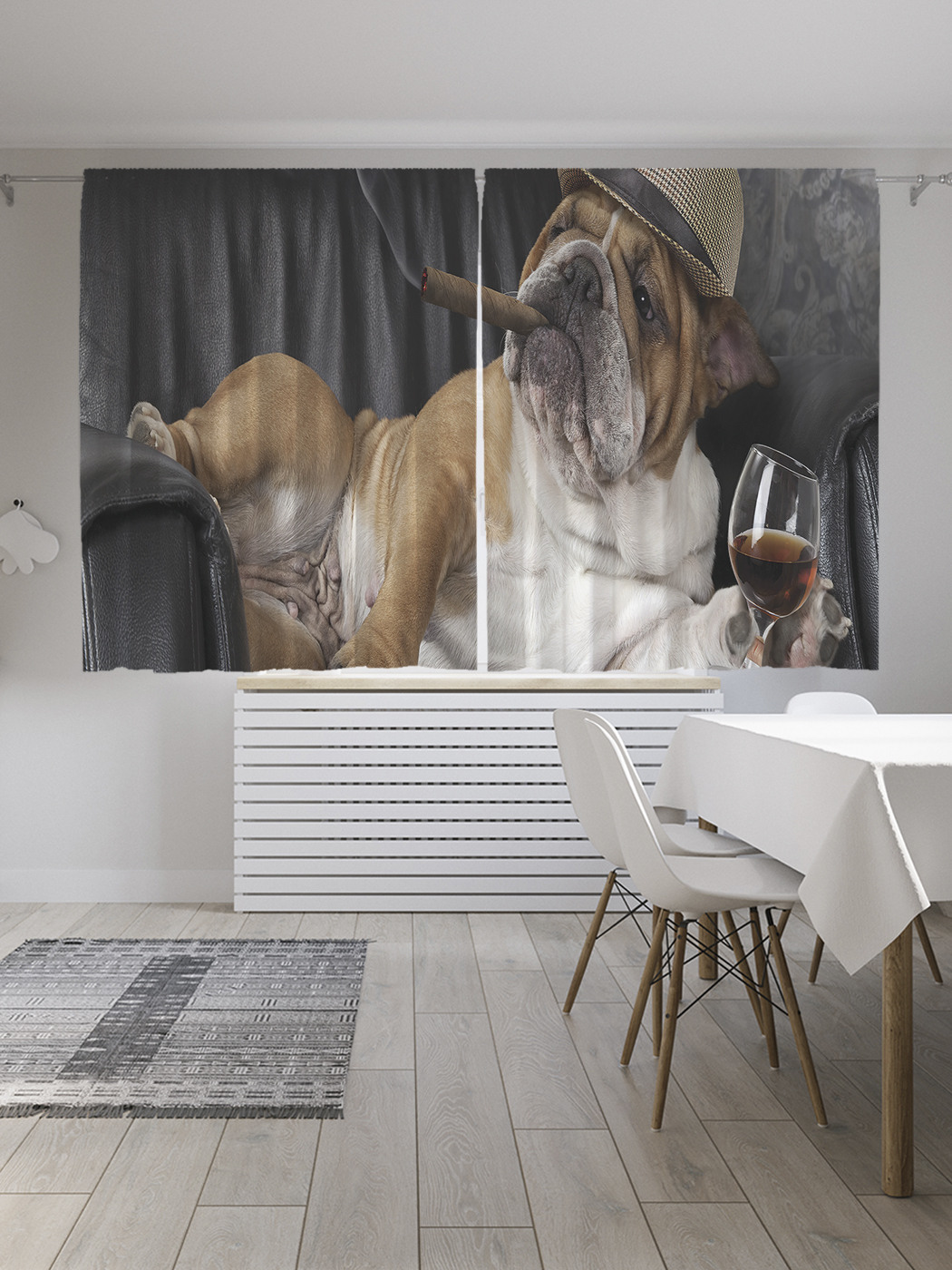 

Шторы JoyArty с фотопечатью "С сигарой и бокалов" из сатена, 290х180 см, С сигарой и бокалов