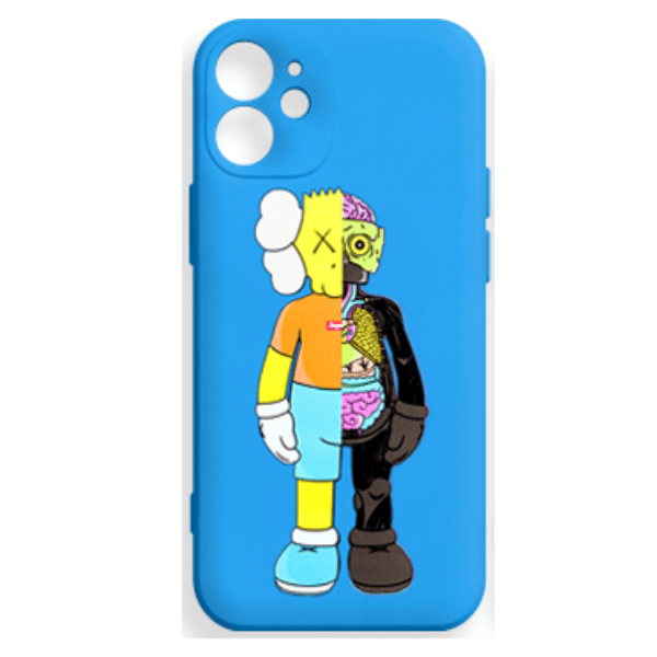 фото Чехол для iphone 12 mini silicone с принтом " kaws", синий nobrand