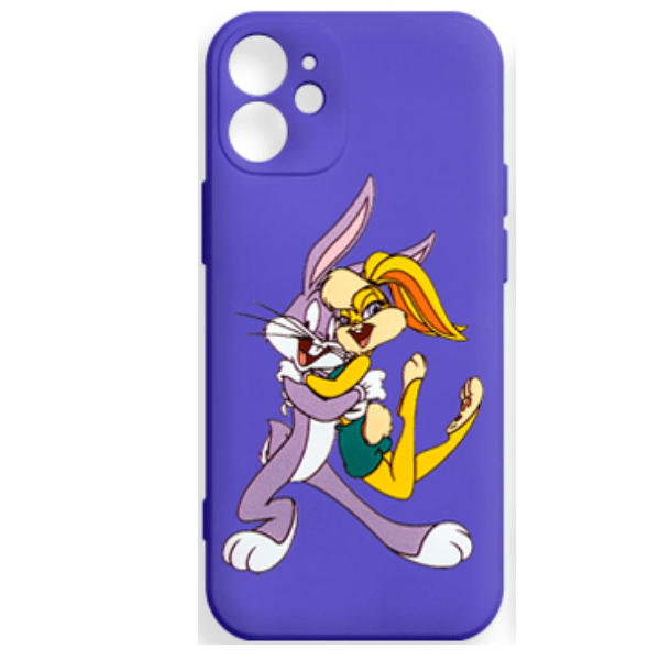 фото Чехол для iphone 12 mini silicone с принтом "bugs bunny love", фиолетовый nobrand