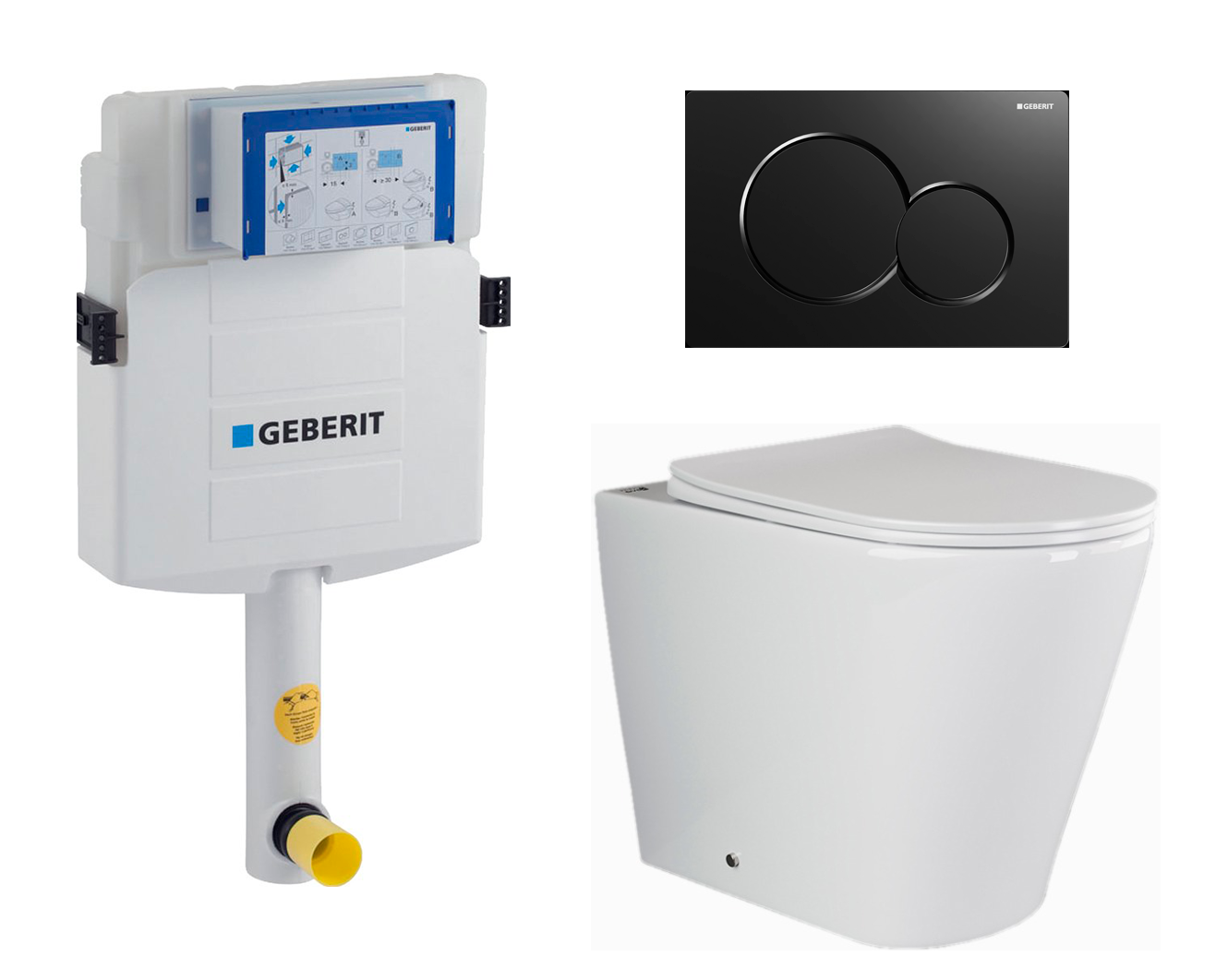 

Комплект: смывной бачок Geberit Duofix + унитаз Highlight + кнопка черная, 535682