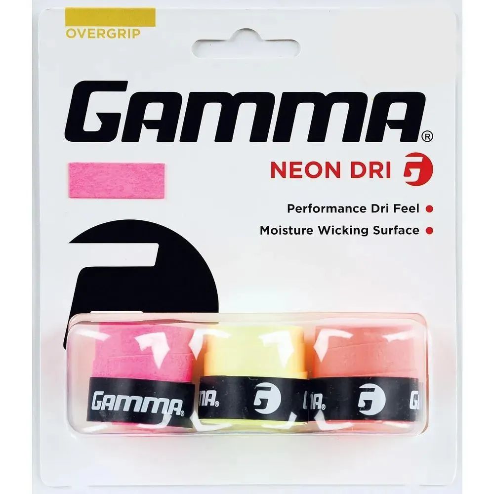Намотка для теннисной ракетки впитывающая Gamma Neon Dri 3шт в блистере