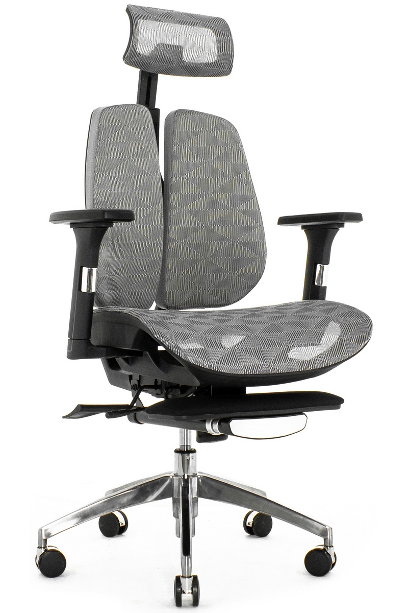 Офисное кресло с подножкой Falto Orto Bionic Combi Footrest AMS-158A - серое