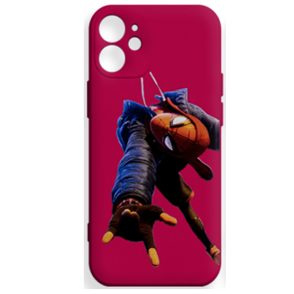 фото Чехол для iphone 12 mini silicone с принтом "spider-man", сливовый nobrand