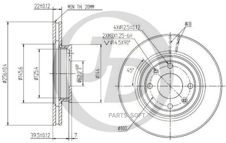 

Тормозный колодки JUST DRIVE передний 256x22 мм 4 отверстия JBD0049