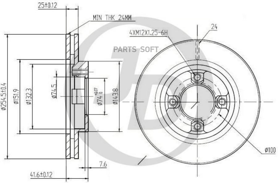 

Тормозный колодки JUST DRIVE передний 255x25 мм 4 отверстия JBD0069