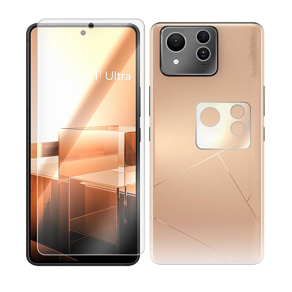 

Стекло защитное гибридное Krutoff для ASUs Zenfone 11 Ultra + защита камеры (2шт.)