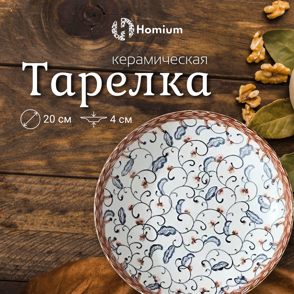 Тарелка Homium Kitchen Japanese Collection Очарование D20см синийбелый