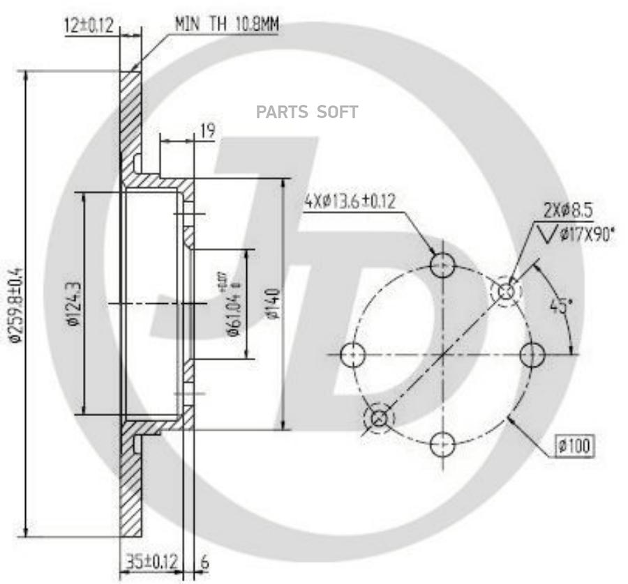 

Тормозный колодки JUST DRIVE передний 259x12 мм 4 отверстия JBD0020