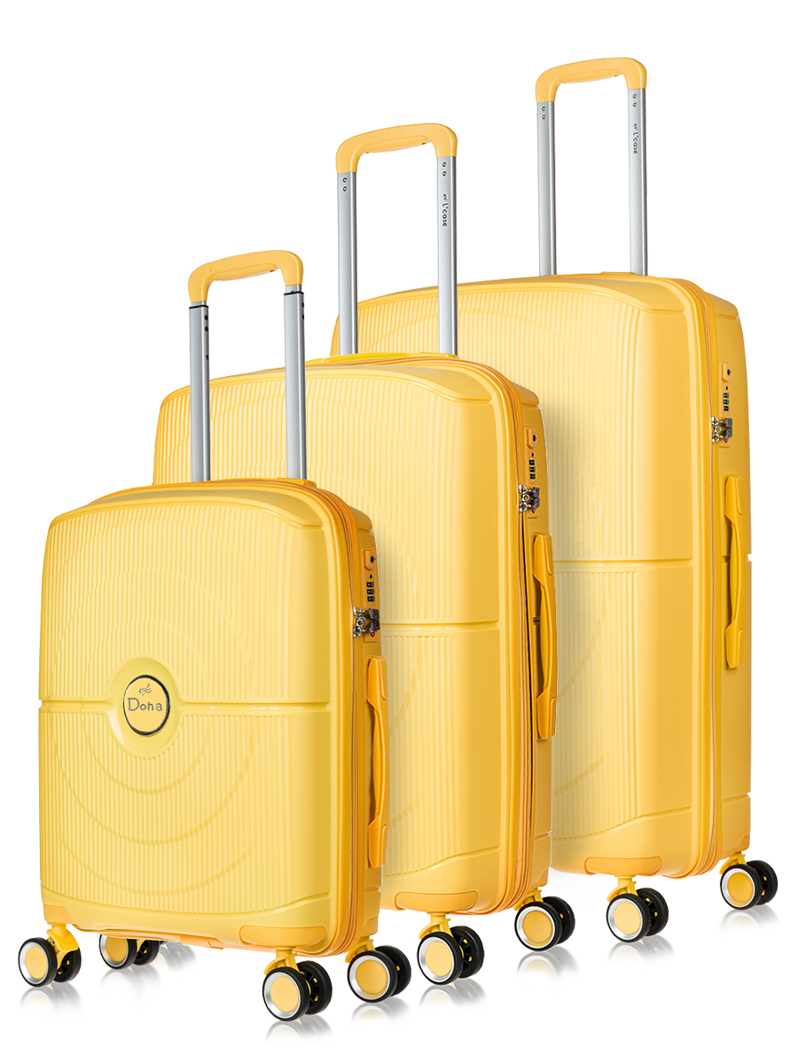 Комплект чемоданов унисекс L'Case Doha желтый S/M/L