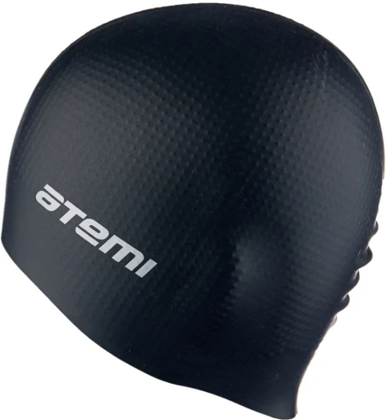 Шапочка для плавания ATEMI взрослая (56-65 см.), черная, массажная, силикон DC502