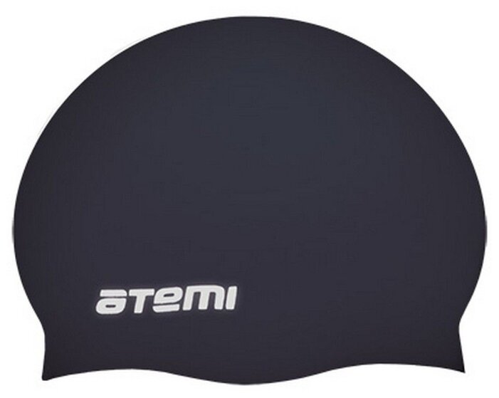 Шапочка для плавания ATEMI взрослая (56-65 см.), черная без морщин, силикон RC303